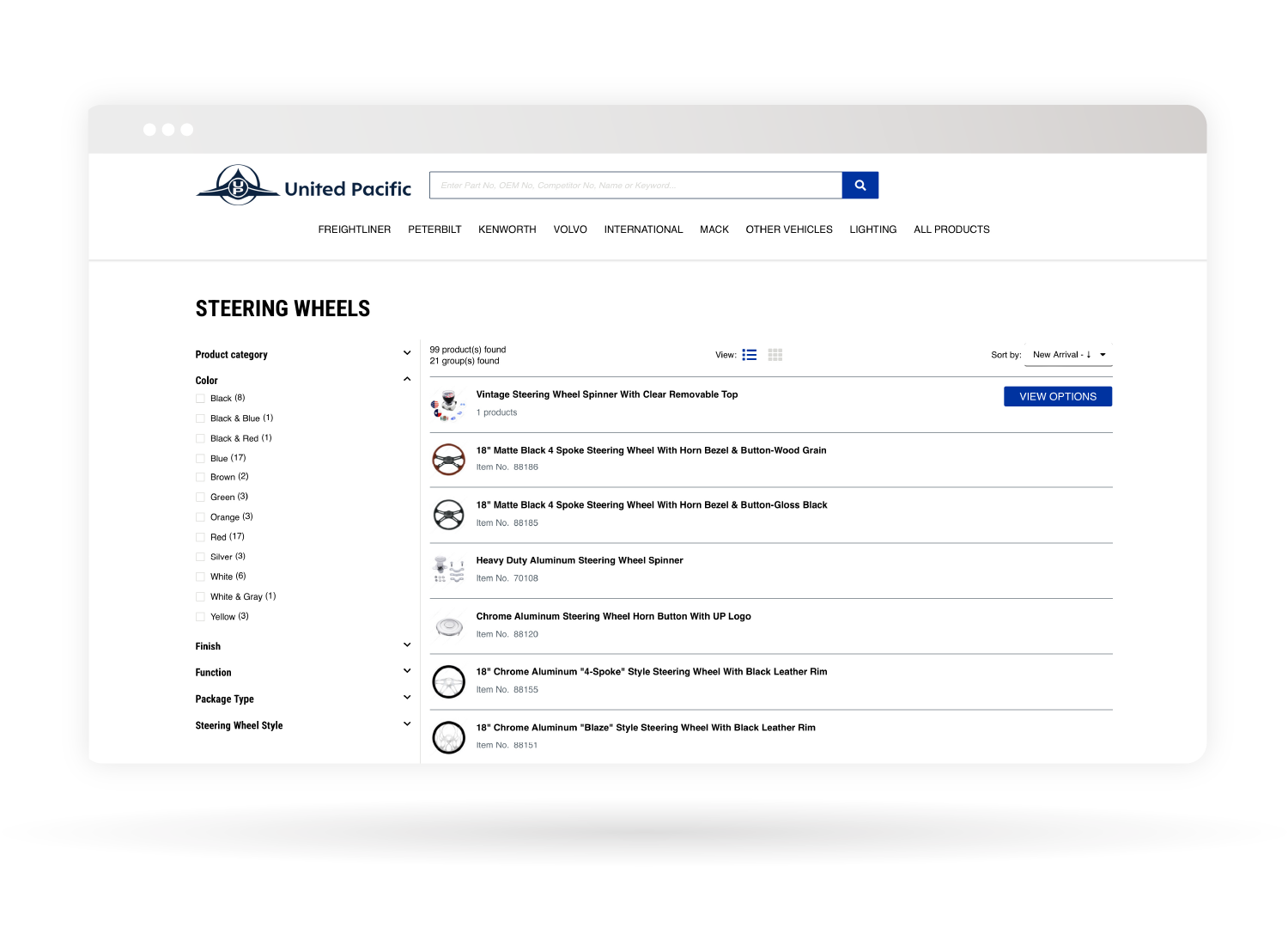 United Pacific B2B eCommerce Product-List